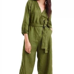 J. Crew Point Sur Olive Linen Jumpsuit Size 0